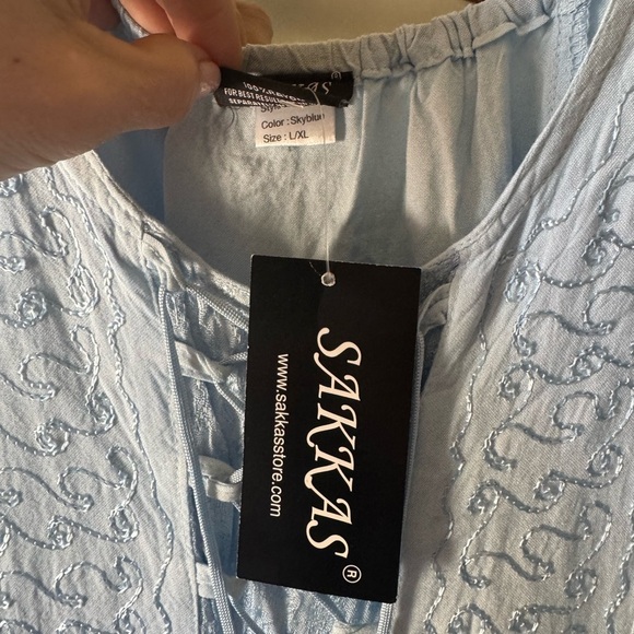 Elegant Blue Embroidered Maxi Dress - Picture 8 of 8